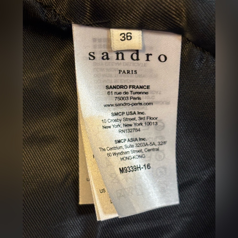 Sandro Paris Wool Silk Blend Brown Belted Women's Long Coat Jacket Size 36 - Picture 5 of 7